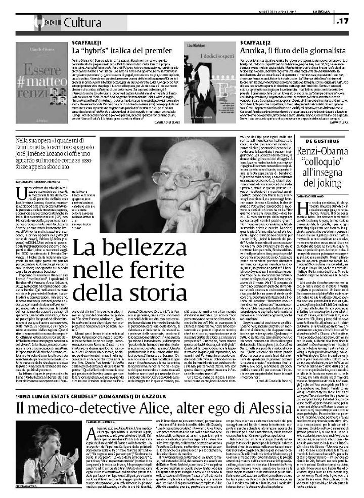 Artículo publicado en el diario italiano La Sicilia